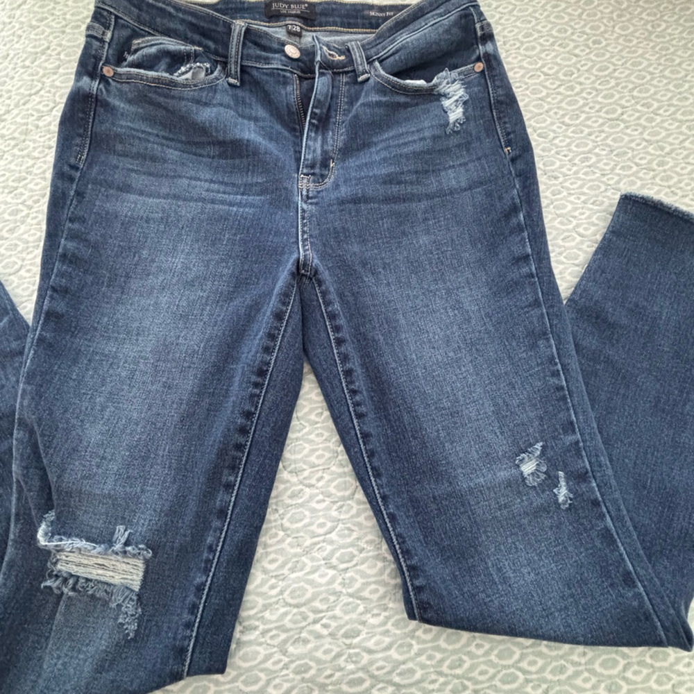 Distressed Blue Jeans